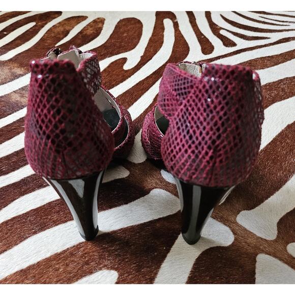 Michael Michael Kors Heels Womens 7 M Berkley Open Toe Gladiator Snake Burgundy - Picture 3 of 7